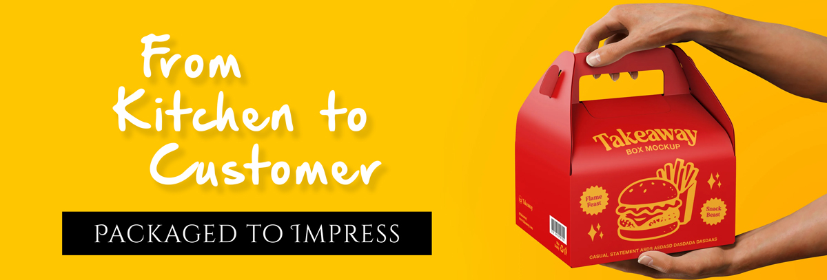 Eco-friendly custom printed gable box for food packaging with handle, made in UAE